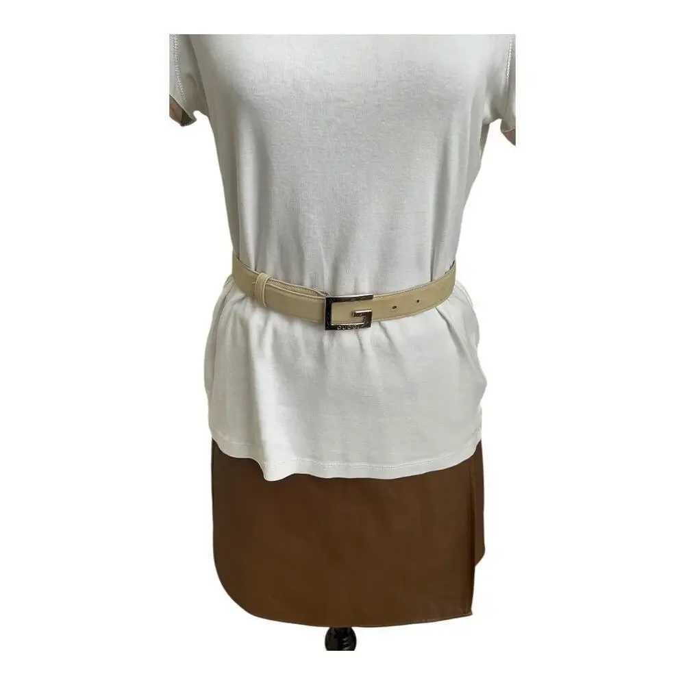 Gucci Beige Suede Belt with G Logo Buckle – XXS